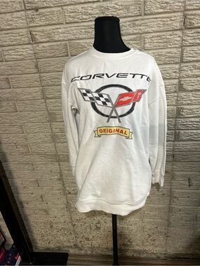 Corvette Original Logo White Crewneck Sweatshirt Kids XL (14)